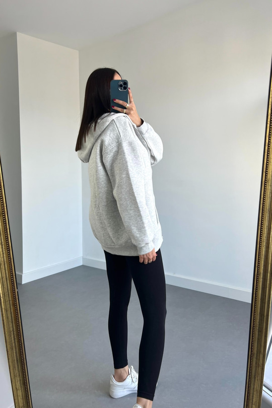 Gri Fermuar Detaylı Sweatshirt