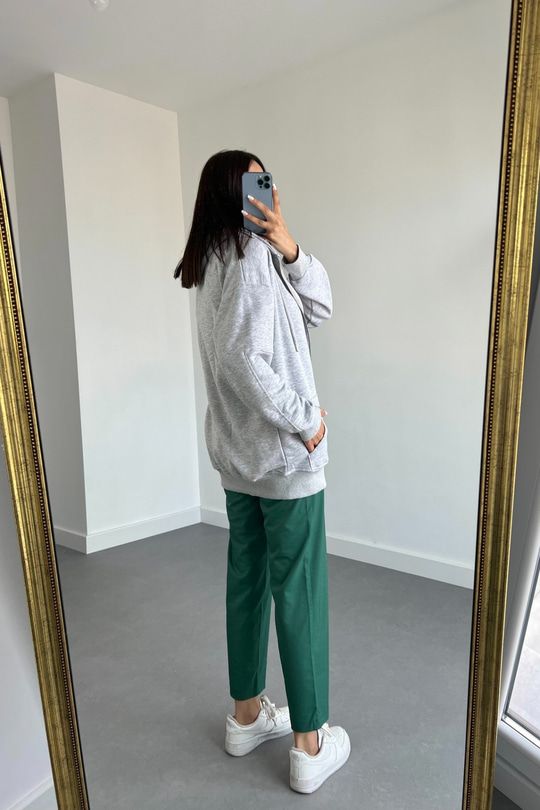 Gri Fermuarlı Sweatshirt