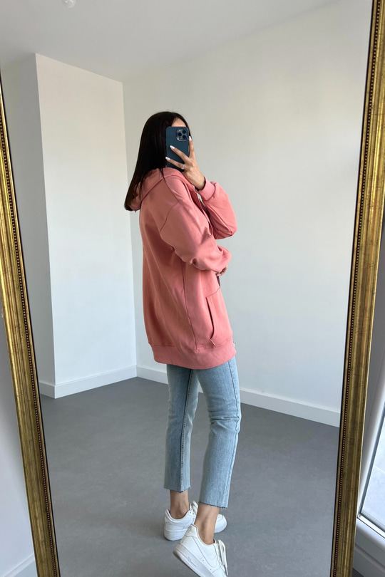 Gül Kurusu Fermuarlı Sweatshirt