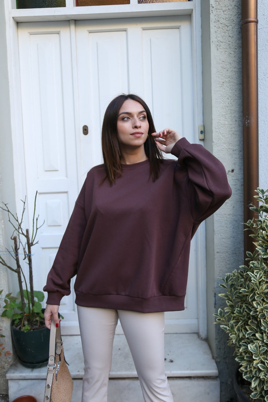 Kahverengi Basic Sweatshirt