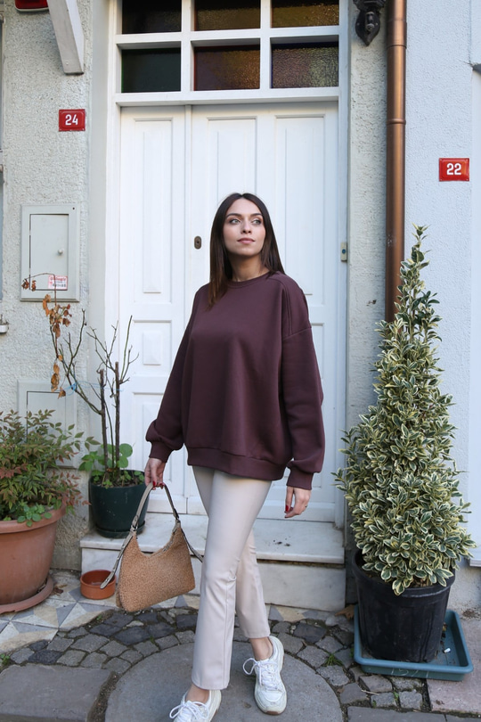 Kahverengi Basic Sweatshirt