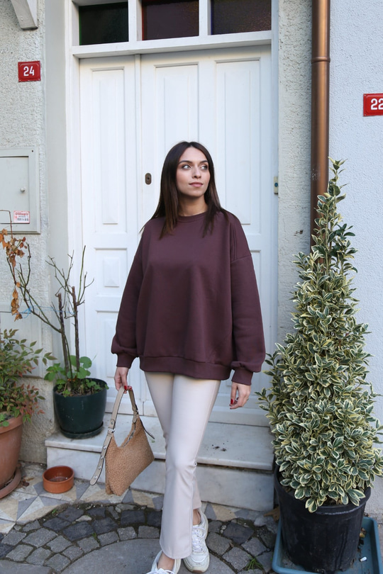 Kahverengi Basic Sweatshirt