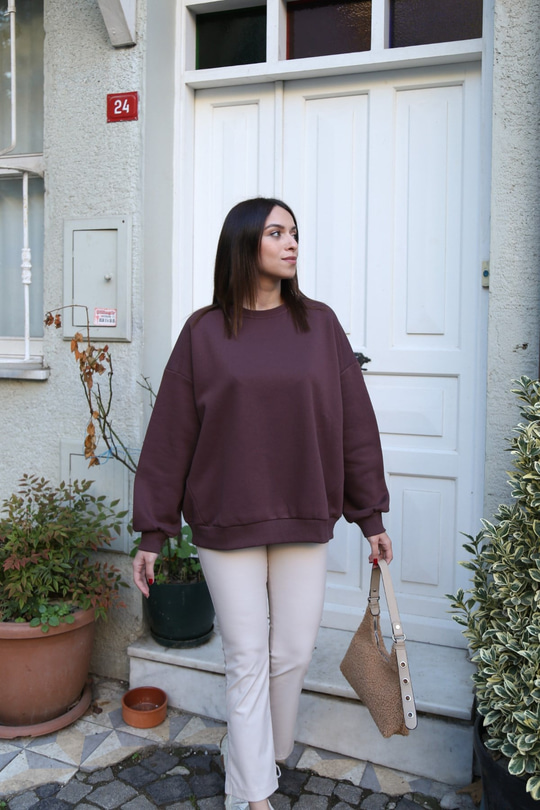 Kahverengi Basic Sweatshirt