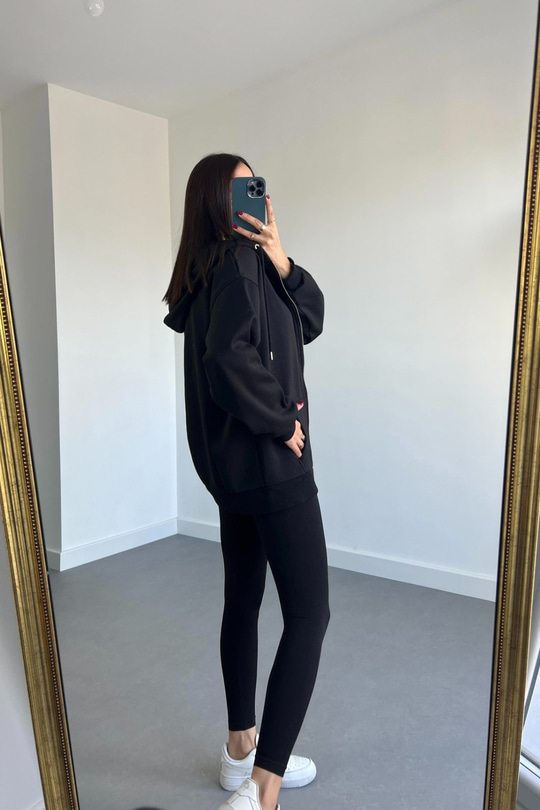 Siyah Fermuar Detaylı Sweatshirt