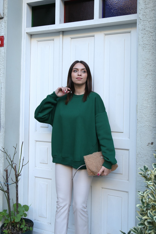 Zümrüt Yeşili Basic Sweatshirt