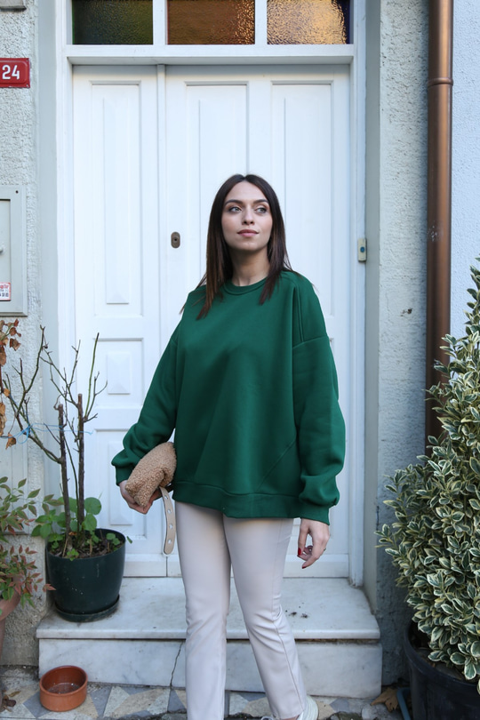 Zümrüt Yeşili Basic Sweatshirt