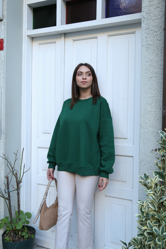 Zümrüt Yeşili Basic Sweatshirt