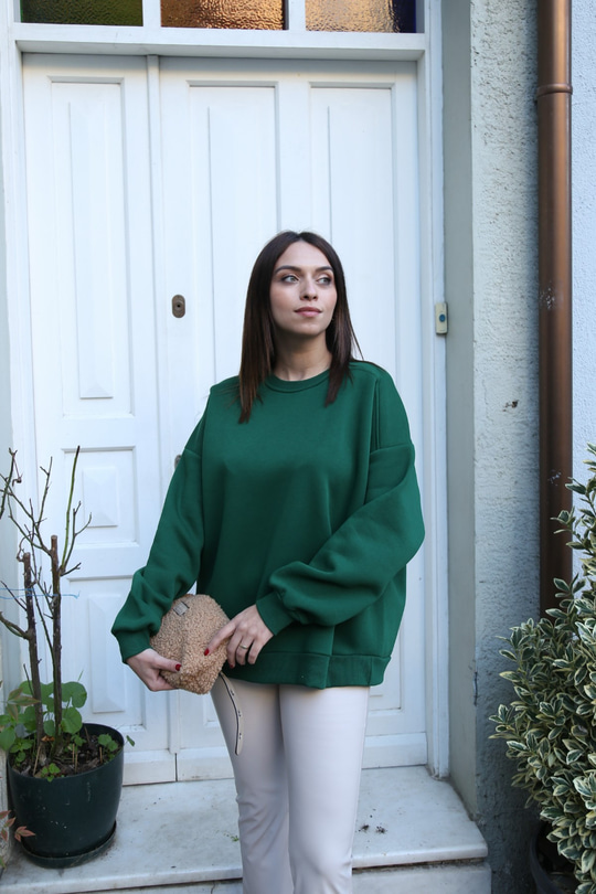 Zümrüt Yeşili Basic Sweatshirt