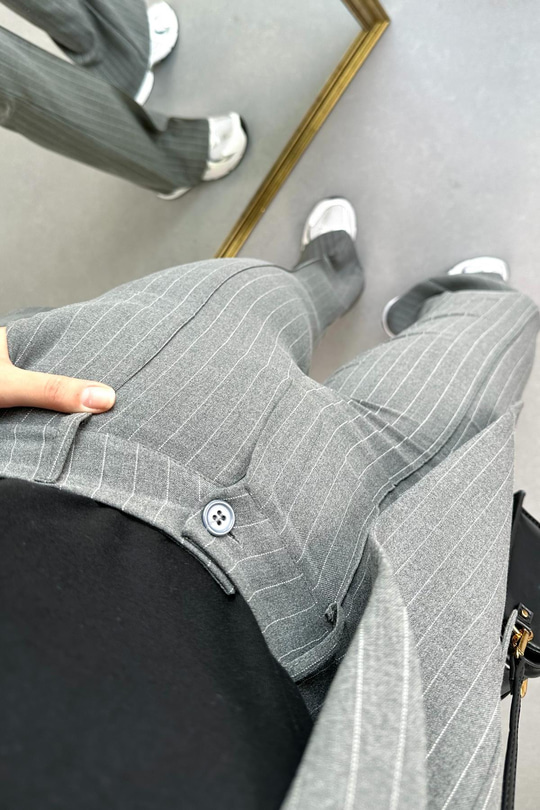 Füme Çizgili Premium Blazer Pantolon Takım