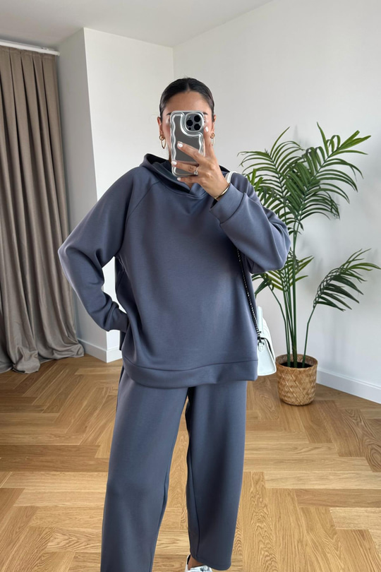 Storm Antrasit Modal Sweatshirt Pantolon Takım