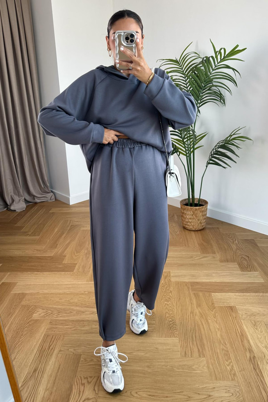 Storm Antrasit Modal Sweatshirt Pantolon Takım