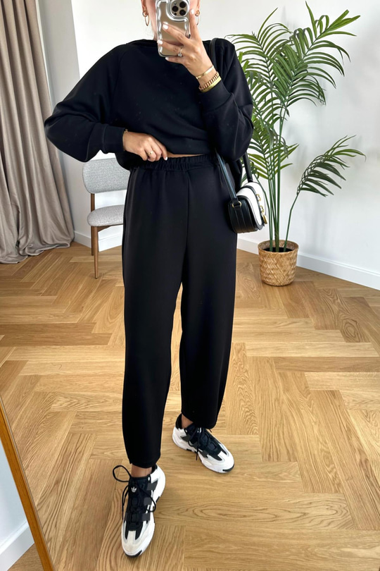 Storm Siyah Modal Sweatshirt Pantolon Takım