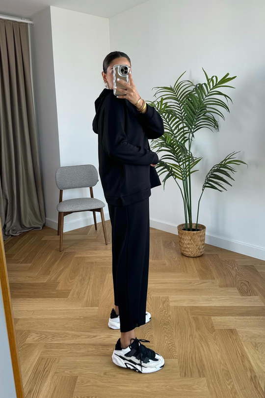 Storm Siyah Modal Sweatshirt Pantolon Takım