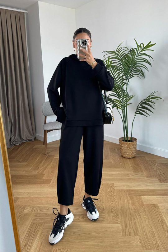 Storm Siyah Modal Sweatshirt Pantolon Takım