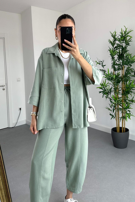 Zolex Mint Keten İkili Takım
