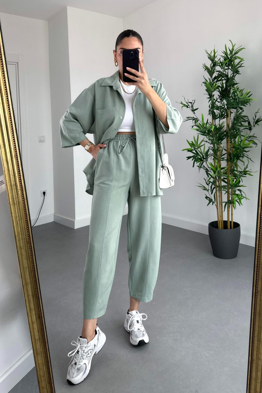 Zolex Mint Keten İkili Takım