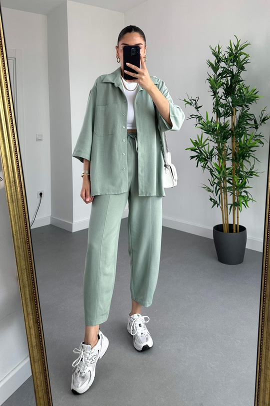Zolex Mint Keten İkili Takım