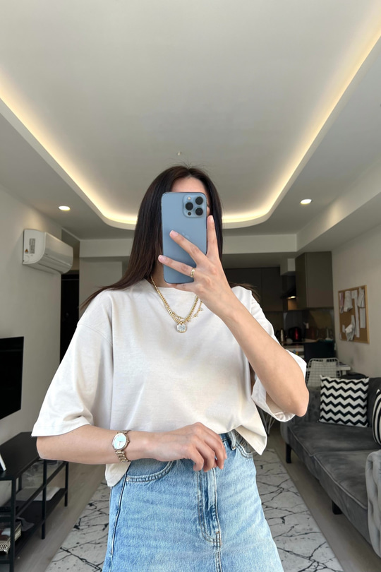 Açık Bej Basic Tişört