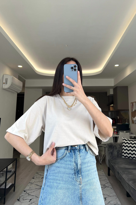 Açık Bej Basic Tişört