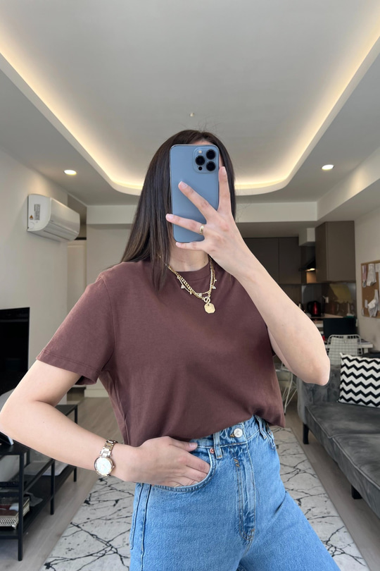 Bikbok Basic Kahve Tişört