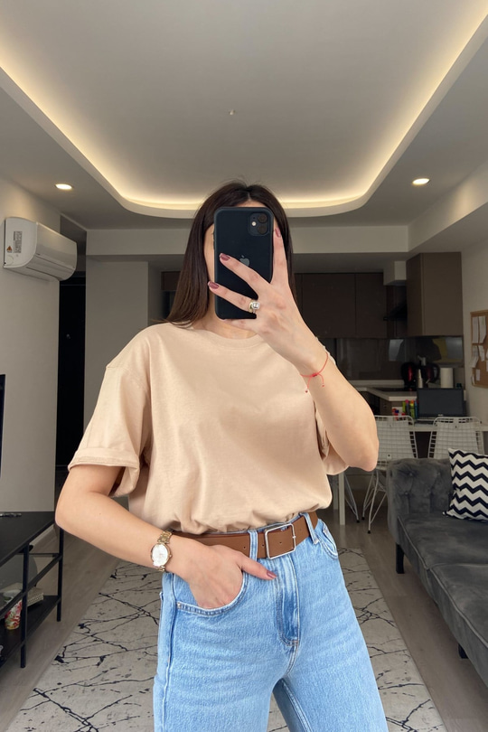 Krem Basic Tişört
