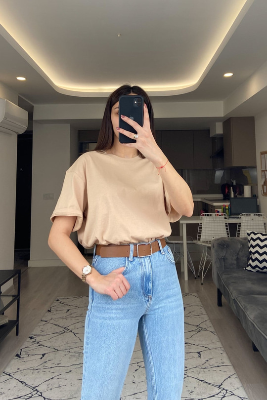 Krem Basic Tişört