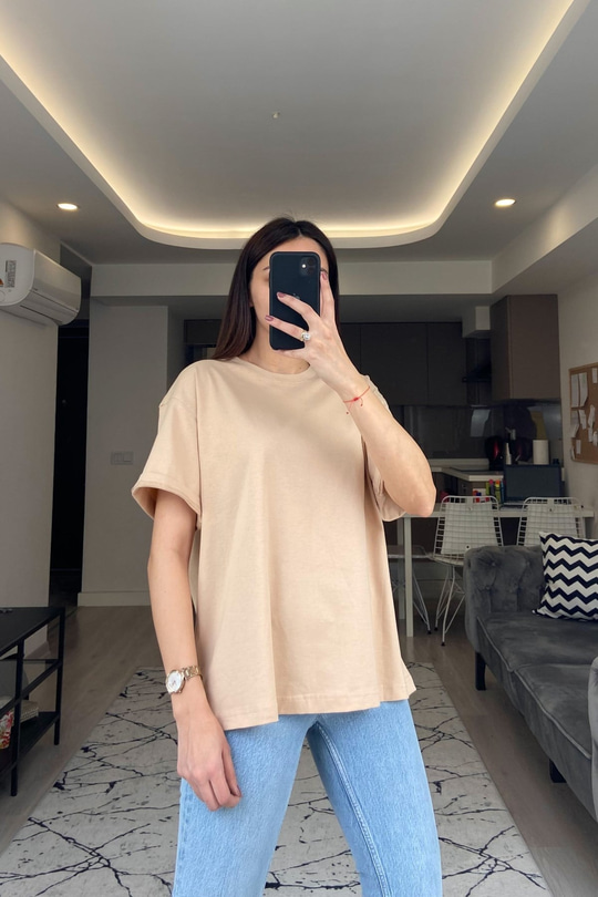 Krem Basic Tişört
