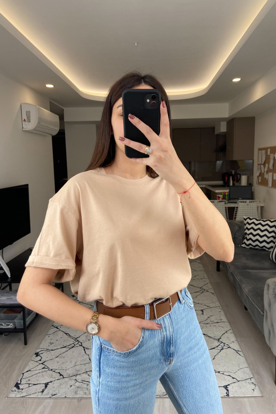 Krem Basic Tişört