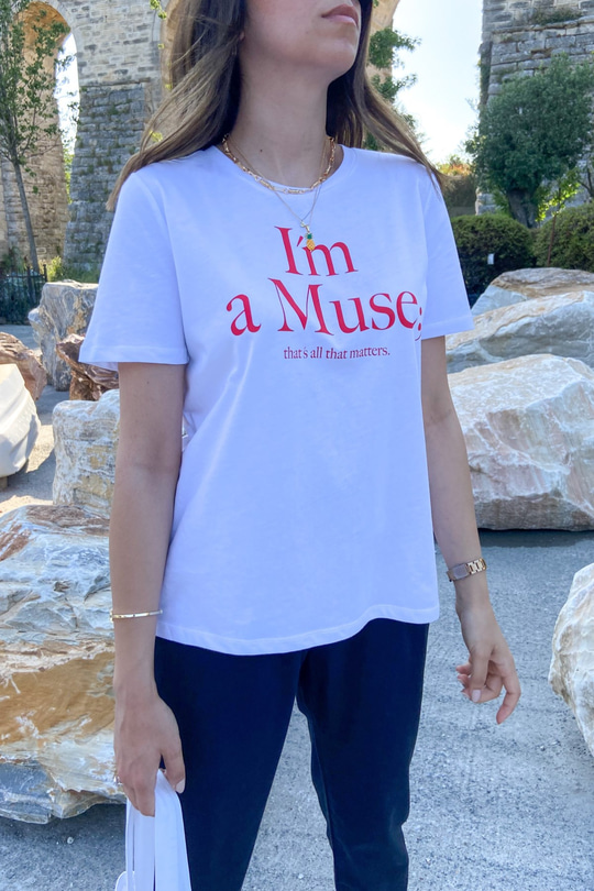 Muse Baskılı Beyaz Tişört