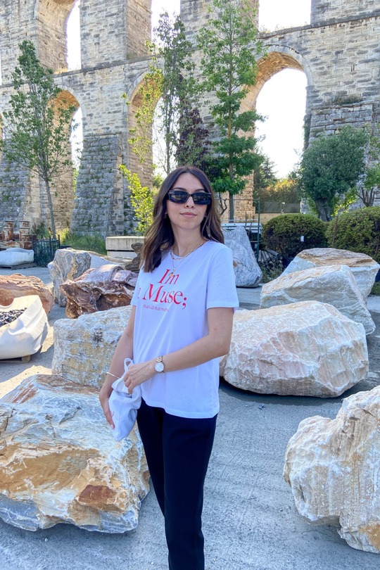 Muse Baskılı Beyaz Tişört