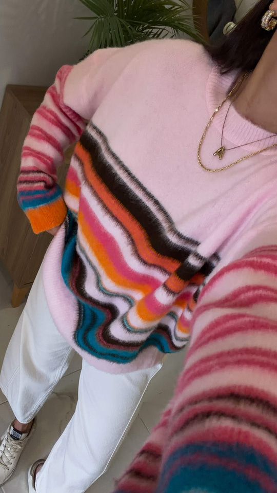 Titta Pembe Çizgili Triko