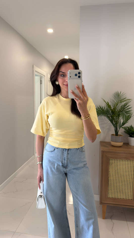 Tods Sarı Yarasa Kol Yanları Büzgülü Tişört