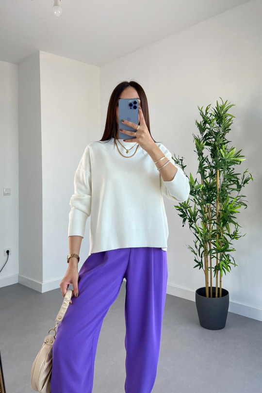 Mng Felisia Ekru Çelik Triko