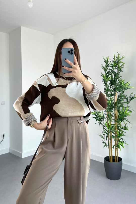 Nakd Kahve Vizon Renk Geçişli Triko