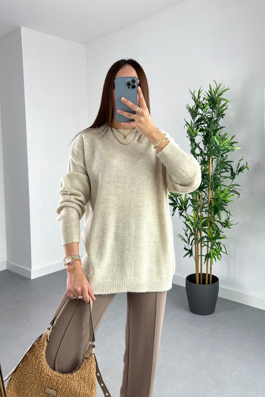 Woxe Taş Bisiklet Yaka Basic Triko