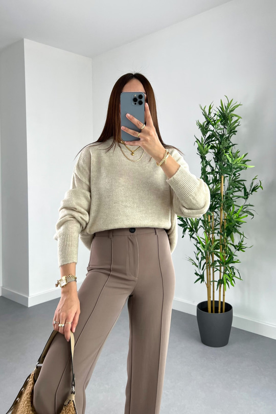 Woxe Taş Bisiklet Yaka Basic Triko