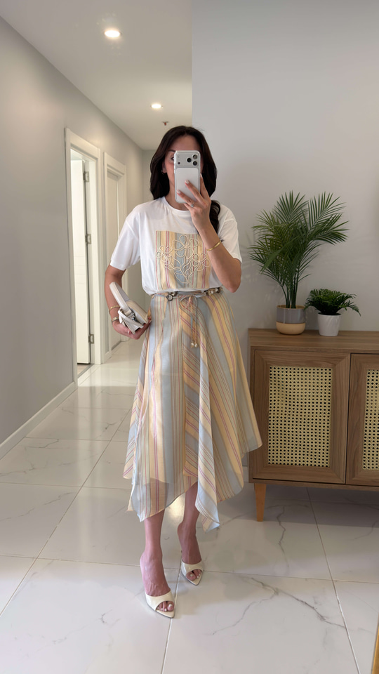Tuderns Sarı Çok Renkli İpli Etek