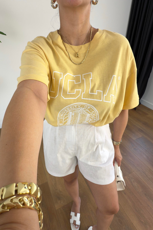 Ucla Sarı Bisiklet Yaka Tişört