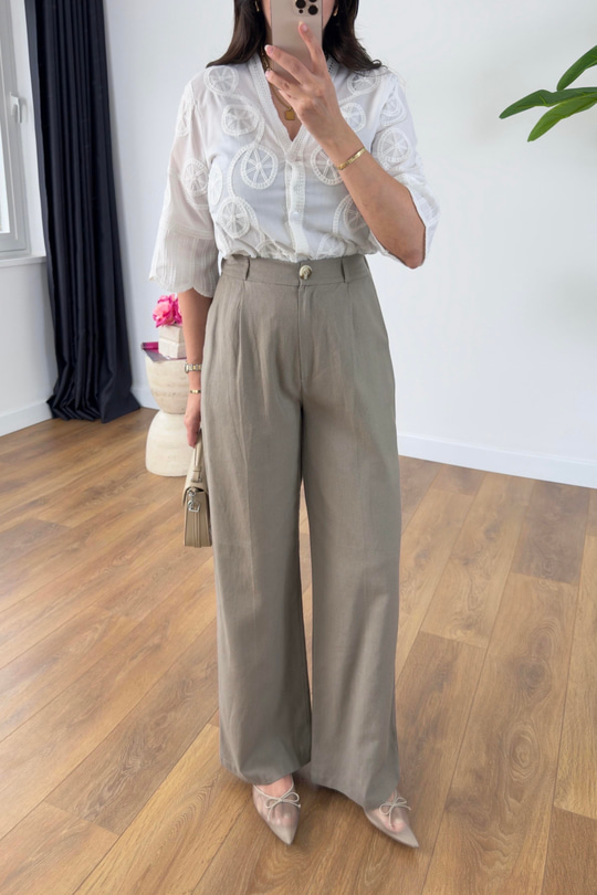 Ulsana Vizon Premium Linen Pantolon