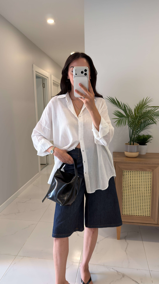 Verani Beyaz Oversize Basic Gömlek