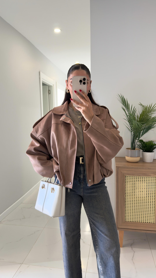 Veronic Vizon Süet Bomber Ceket