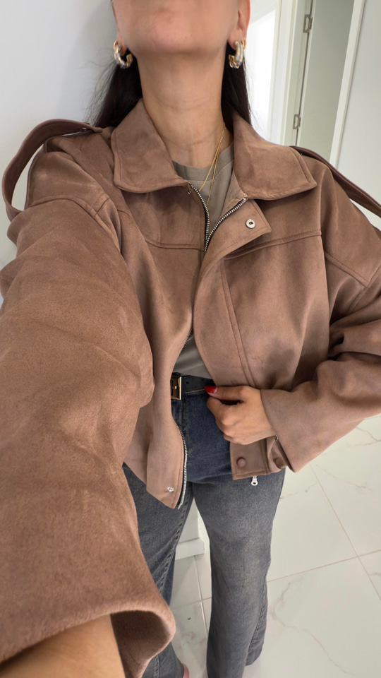 Veronic Vizon Süet Bomber Ceket