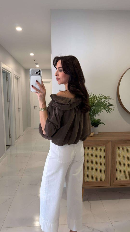 Versage Kahve Yaka Detaylı Bluz