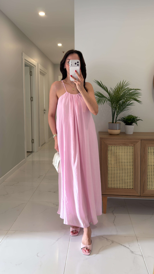 Vindas Pembe Büzgü Detaylı Gömlek Elbise Takım