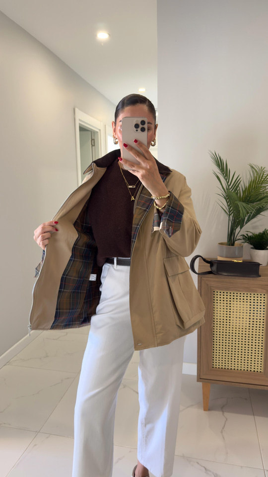 Virena Camel Kadife Yaka Cepli Ceket