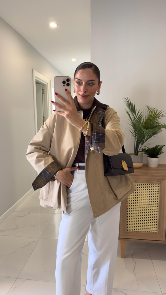 Virena Camel Kadife Yaka Cepli Ceket