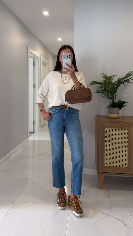 Ritta Mavi Kesik Paça Boy Fit Jean