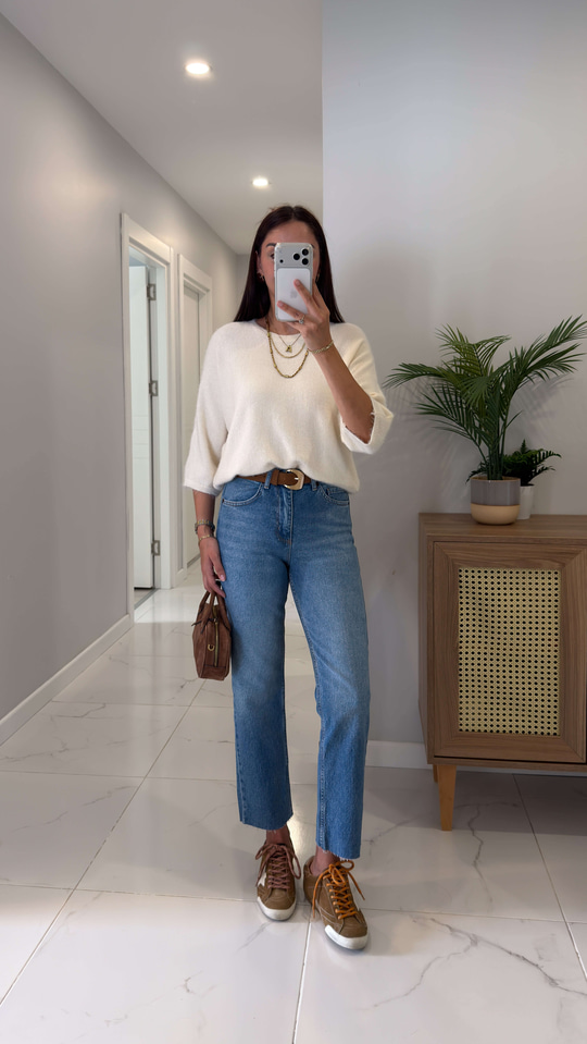 Ritta Mavi Kesik Paça Boy Fit Jean