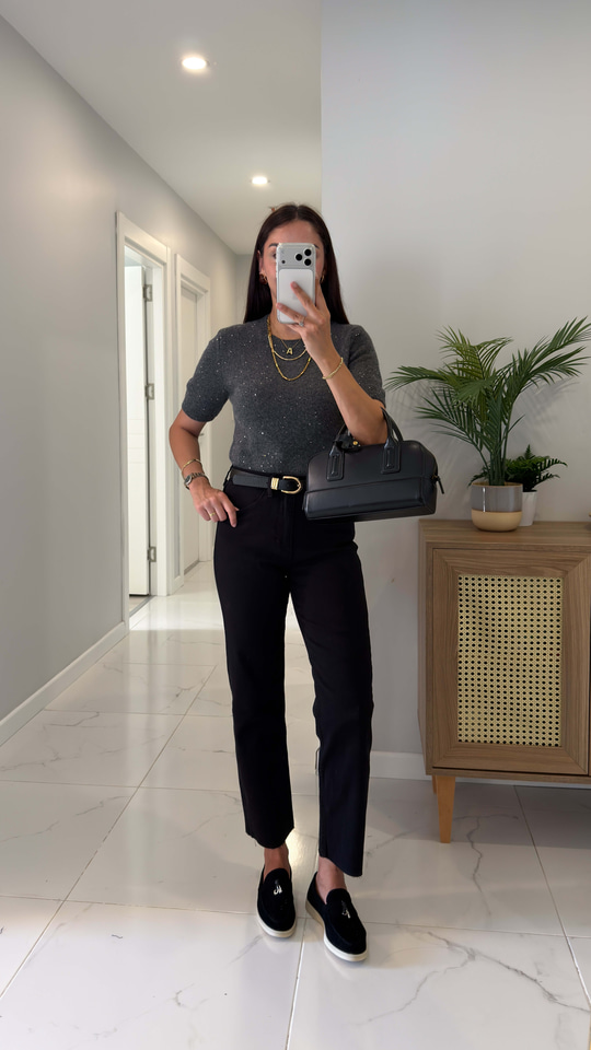 Ritta Siyah Kesik Paça Boy Fit Jean