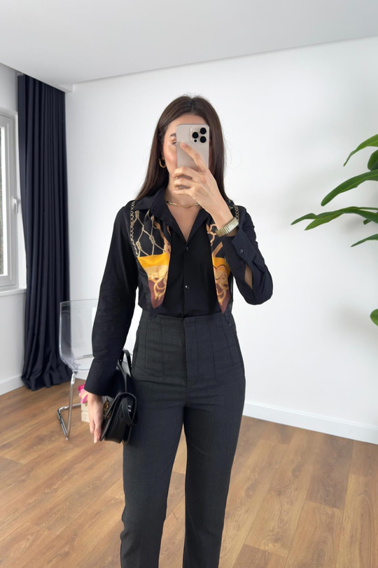 ZR Tusta Siyah Slim Fit Gömlek